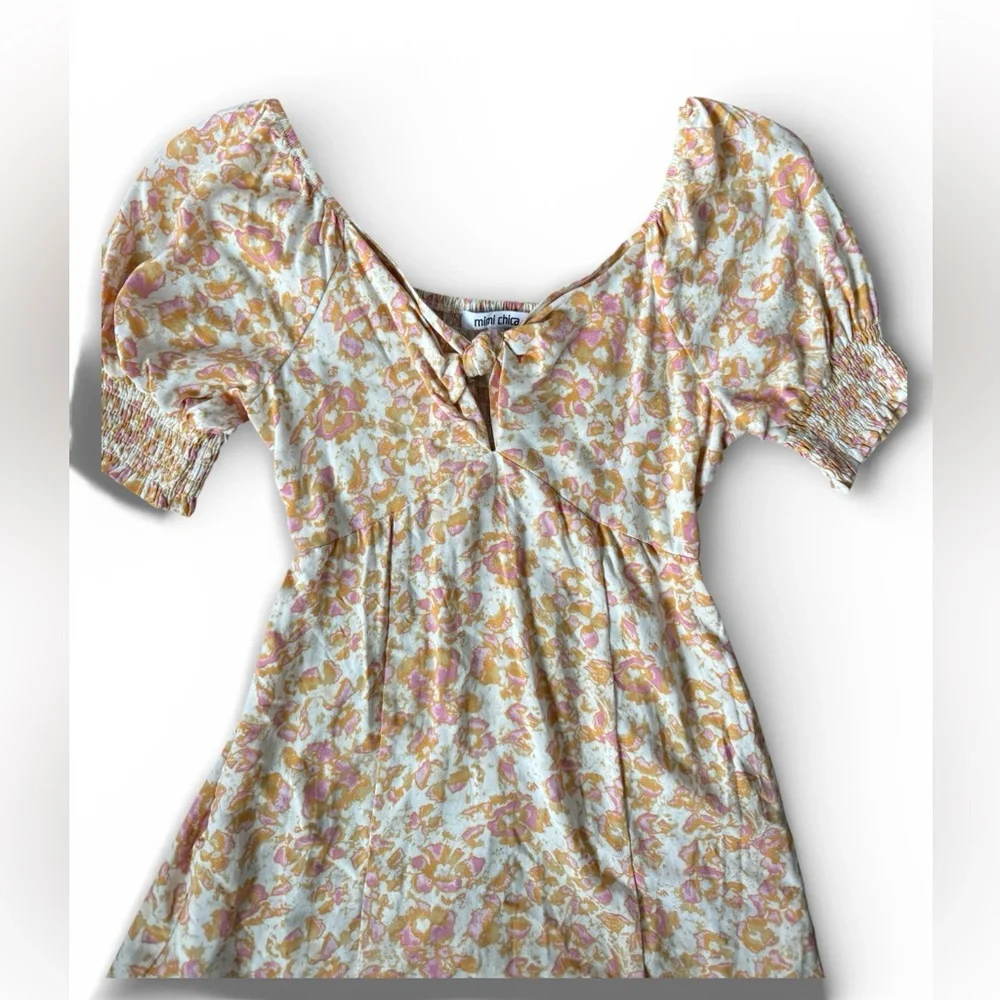 Floral cottagecore Mini Dress in Pink and Cream size small - Picture 5 of 6